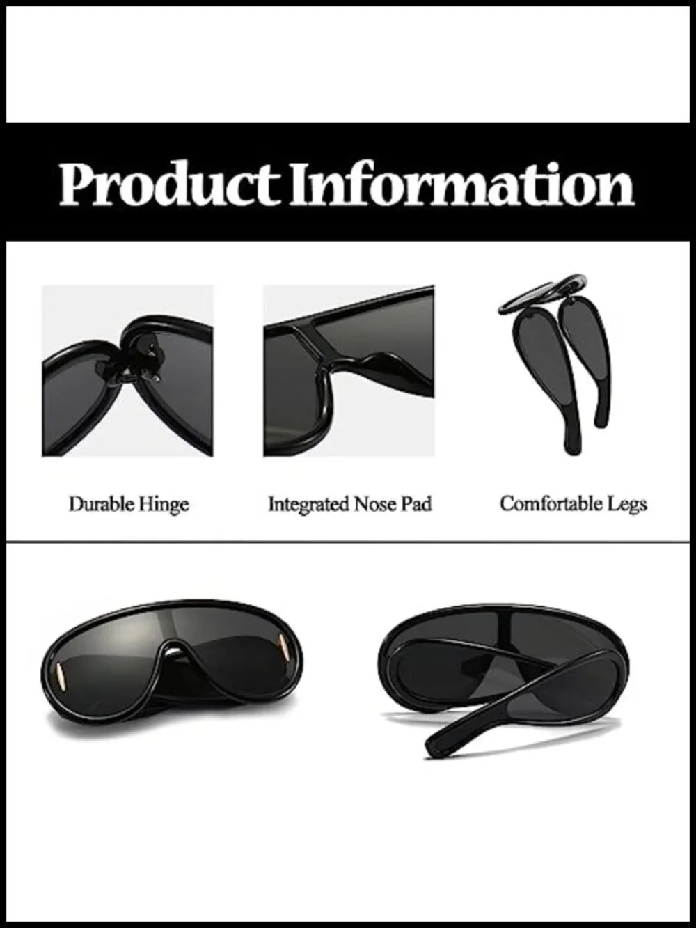Oversized Futuristic Shield Sunglasses UV400 Protection Unisex